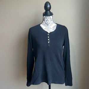 Faded Glory Black Thermal Henley